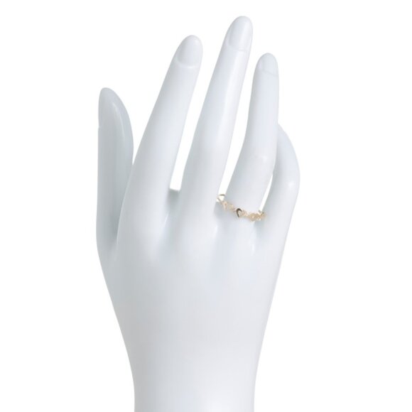 WHITE LOTUS Gold/Diamond 14kt Gold Open Heart Diamond Band Ring - Picture 2 of 2